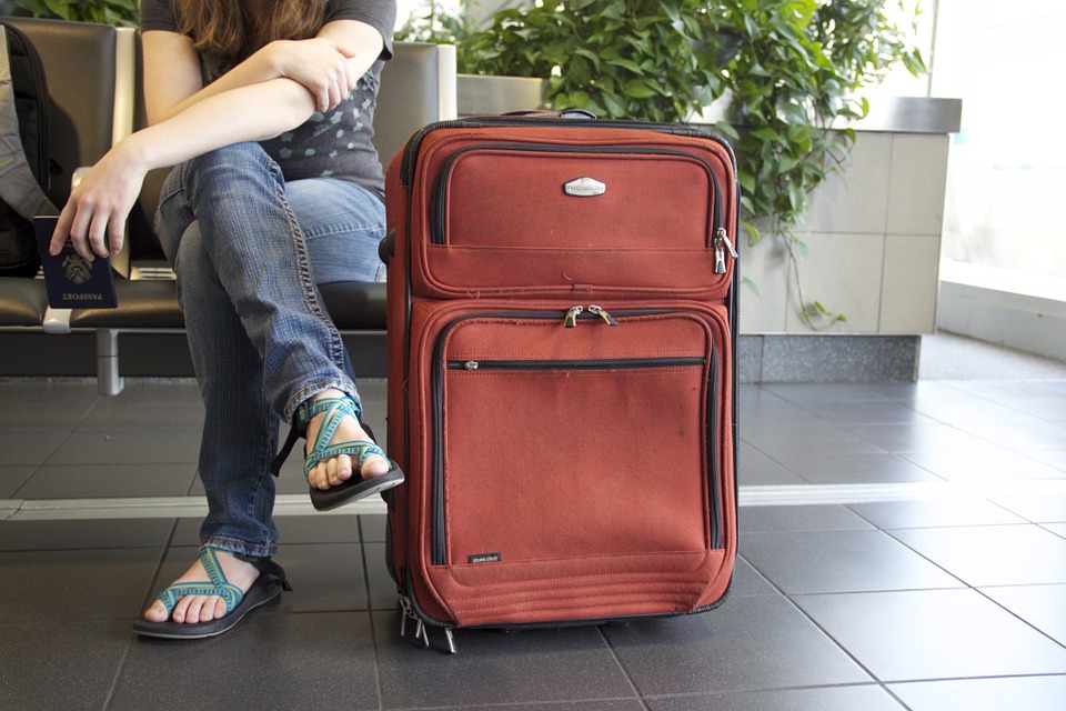 traveler with suitcase